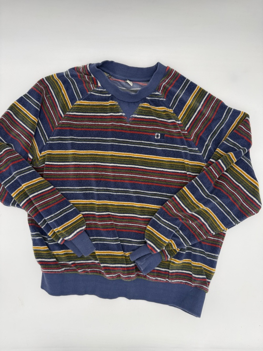 Salty Crew Gone Sailin Raglan Crewneck Sweatshirt Indigo Striped Size XS